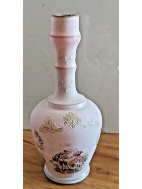 Antique Hand Painted - Hand Blown Victorian Bristol Pink Glass Vase 8"